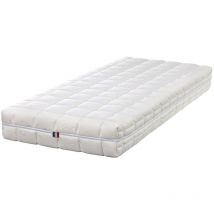 Literie Julien - Lot de 2 Matelas Face été contact Latex 80 Kg/m3 Face Hiver Mémoire de forme 60 Kg/m3 80x200 x 21 cm Ferme + Oreiller Visco + 2
