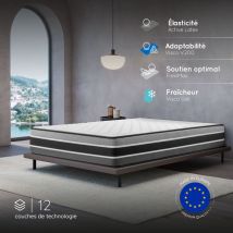 Cosmos - Matelas Felis 180x200 Cm, Épaisseur 30 Cm, Très Ferme, 7 Zones De Confort En Mousse Mémoire Adaptative, Hr 35 Kg, Blue Latex, Face Été, Hiver