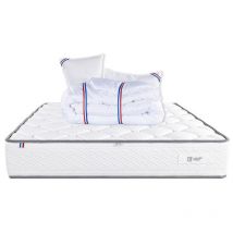 Blumie - Matelas Iris (20 cm), mousse haute densité, ferme, face été/hiver,Couette et Oreiller, 140x190cm