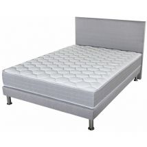 Ebac Literie - Matelas Madere + sommier + tête de lit 140x190 SR9 - Gris clair - Soutien ferme