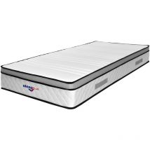 Lot de 2 Matelas marie a Ressorts Ensaches + 4 cm Memoire de Forme 80 Kg/m3 - 80x190 Hauteur +/- 26 cm - Accueil Ferme - Soutien Ferme + 2 Oreillers