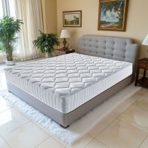 Provence Literie - Matelas mathieu a Ressorts Ensaches + 4 cm Memoire de Forme 80 Kg/m3 - 140x190 Hauteur +/- 21 cm - Accueil Moelleux - Soutien