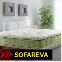 Sofareva - Matelas Combi à mémoire de forme 22cm avec son surmatelas mémoire de forme 15 zones 140x190cm - vert