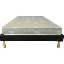 Matelas Mina + Sommier Gregory Noir 200x200 x 19,5 cm - une Face Soutien Souple et une Face Soutien Ferme - reference Nina - - rembourrage 100 %