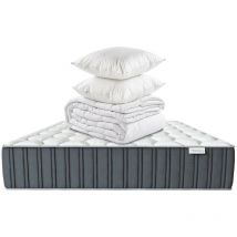 Hbedding - Matelas mémoire de forme 160x200 Memo prestige + couette chaude 240x220cm + 2 oreillers 60x60cm