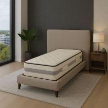 Literie Julien - Matelas contact Mémoire de Forme 60 Kg/m3 90x190 x 23 cm Ferme + Oreiller Visco - 7 Zones de Confort - rembourrage 100 % polesther