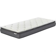 Matelas pour Lit Simple en Mousse à Mémoire de Forme Gris et Blanc Ferme 90 x 200 cm avec Housse Amovible Ultra Confortable Beliani