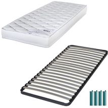 Ebac Literie - Matelas mousse + Sommier métal C220 90x190 Marly - Hauteur 15 cm - Soutien ferme