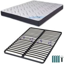Ebac Literie - Matelas mousse + Sommier métal C223 140x190 Melior - Hauteur 20 cm - Soutien ferme