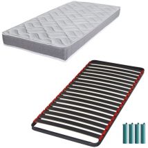 Ebac Literie - Matelas mousse + Sommier métal C39 90x190 Morgan - Hauteur 17 cm - Soutien ferme
