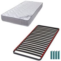 Ebac Literie - Matelas mousse + Sommier métal C39 90x200 Wave - Hauteur 19 cm - Soutien ferme