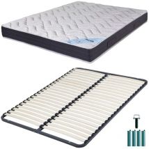 Ebac Literie - Matelas mousse + Sommier métal démonté 160x200 Melior - Hauteur 20 cm - Soutien ferme