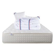 Blumie - Matelas Purlux, 26cm, latex, indépendance du couchage, face été/hiver + Oreiller + Couette, 160x200cm