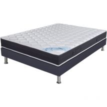 Ebac Literie - Matelas ressort + Sommier SR15 Volcan 140x190 Rubis - h. 21 cm - Soutien très ferme