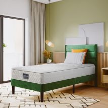Matelas ressorts, 7 zones de mousse froide, ressorts ensachés, 100% certifié Oeko-Tex, coutil microfibre piqué, 100 nuits d'essai, degré de fermeté