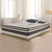 Matelas 160x200 cm - Solar - Matelas Ressorts Ensachés Hybrid, Mousse mémoire HR, Blue Latex, Équilibré, Réversible, Très épais 30 cm