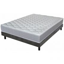 Ebac Literie - Matelas + sommier 140x190 Madere - Decokit - Soutien ferme - Sommier démonté - Béton