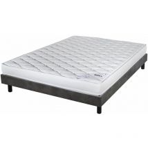 Ebac Literie - Matelas + sommier 140x190 Mousse - Marly - Soutien ferme - Sommier démonté - Béton