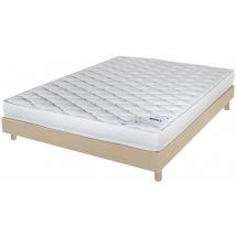 Ebac Literie - Matelas + sommier 140x190 Mousse - Marly - Soutien ferme - Sommier démonté - Chêne
