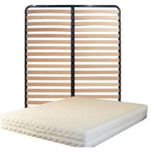 King Of Dreams - Matelas + Sommier Démonté 140x200 + Pieds + Oreiller Mémoire Offerts Mousse Indéformable - Soutien Souple - Déhoussable 3 C tés