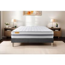 Septnuits - Ensemble matelas sommier Memo spring 140 x 190 cm - Couleur : Gris
