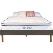 King Of Dreams - Matelas + sommier gris Alona a Ressorts + Memoire de Forme 80 Kg/m3 - 120x190 Hauteur +/- 25,5 cm - Accueil Moelleux - Soutien