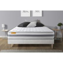 Septnuits - Ensemble matelas sommier Memo spring 160 x 200 cm - Couleur : Blanc