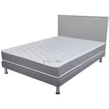 Ebac Literie - Matelas + Sommier + Tete Gris clair 140x190 Ryad - Hauteur 20 cm - Soutien très ferme