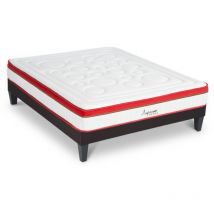 Maison Aubertin - Matelas Suprême Mousse Haute densité Accueil Mémoire de forme et sommier tissu gris - 180 x 200 cm