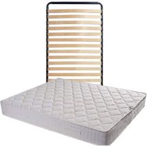 Matelas Tissu Ignifuge 80x190 + Sommier Démonté + Pieds + Oreiller Mémoire Offerts - Hauteur 15 cm - Confort Ferme - Mousse Extrmement Durable