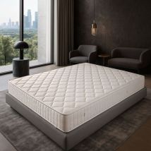 Provence Literie - Matelas Tissu Ignifugé Non Feu + Alèse 140x190 x 12 cm - Très Ferme - rembourrage 100 % polesther - âme 100 % polyuréthane poli