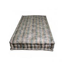 Matelas traditionnel en laine 80 x 190 x 23 avec tissu gris à fleurs blanches