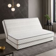 Matelas Trés Ferme Pour tous Clic Clac + Alése 140x200 x 15 cm + Oreiller Visco - Découpe Assise 70 cm - 5 zones de Confort - rembourrage 100 %