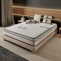 Matelas Visco Carbone - 140x190 cm - Mousse mémoire de forme hr, Blue Latex, Hypoallergénique - Confort Ferme - 7 zones de confort - Face été/Hiver