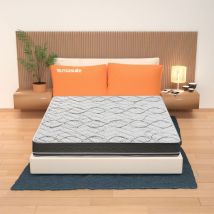 Miasuite - Materasso Molle Insacchettate e Memory Una Piazza e mezza 120x195, alto 25 cm - Rivestimento Carbon. Zefiro