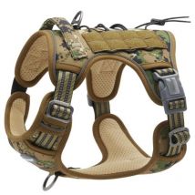 Csparkv - Matériel Militaire Taille xl, Woodland Camo,Harnais de Chien Anti Traction, Harnais Tactique Chien Respirant Réglable Facile à Mettre pour