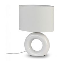 Mathias - Lampe à poser donut en céramique Blanc, compatible culot E14, 40W - lapdonutb