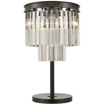 3 Light Table Lamp Black Chrome, Crystal, E14 - Spring Lighting