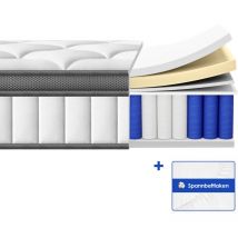 Authmic - Matratzen 140x200, Federkernmatratze, 7-Zonen-Design, Matratze mit Spannbettlaken, Memory-Schaum, 25 cm Dicke