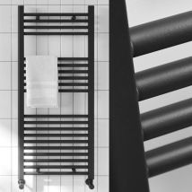 Matt Black 1000 x 300mm Heated Bathroom Towel Rail Warmer Ladder Radiator