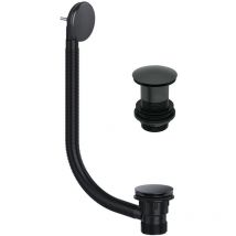 Fnx Bathrooms - Matt Black Bath & Unslotted Full Cover Basin Sink Waste Pack