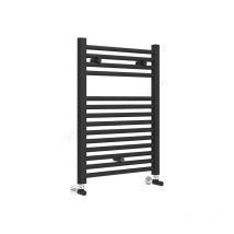 Essential - Matt Black Straight 690 x 500 Heated Towel Rail Warmer Radiator Rad 22mm d Rail