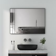 Matt Schwarz Wandspiegel 50x70cm Rechteckiger Spiegel Mit Metall Rahmen, Spiegel Schwarz Badezimmerspiegel Für Bad, Flur, Schlafzimmer, Wohnzimmer