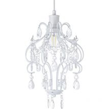 Matt White Shabby Chic Chandelier Style Pendant Ceiling Lamp Shade with Acrylic by Happy Homewares White