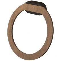 Bisk - Matte Black/Brown Oval Towel Holder Ring Wall Mounted