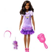 Barbie - Ma Première Poupée Pour Tout-Petits, Ma Première Poupée Brooklyn, 34 Cm, Brune Avec Caniche En Peluche, Accessoires, Corps Doux Et Flexible,