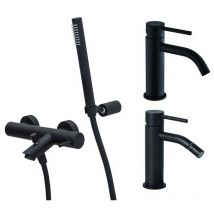 Mattschwarzes Waschbecken-, Bidet- und Badewannenmischer-Set Paffoni Light KITLIG9NO