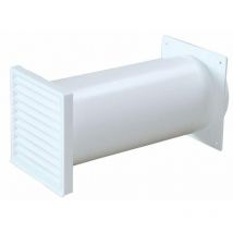 IKM Mauerkasten mit Rückstauklappe - Weiß, Rundanschluss ø 150 mm, Mauerstärken 120 bis 450 mm