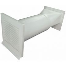 Teleskop-Mauerkasten - Außengitter weiß, ø 150 mm, Mauerstärken 120 bis 450 mm