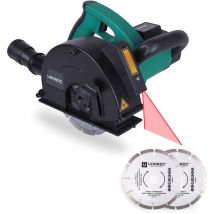 Vonroc - Mauernutfräse mit Laser - 1700W - 150mm - Inklusive 4 Diamantscheiben, Staubsaugeradapter und Aufbewahrungsbeutel